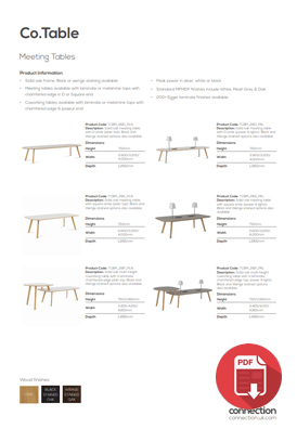 Co. Table product spec sheet