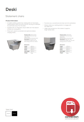 Connection Deski product spec sheet