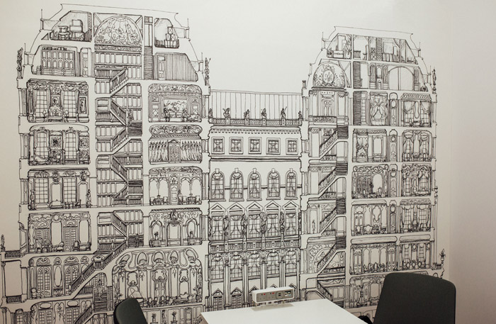 Office wall drawings for Pegasus Group East Midlands by Vision Projects